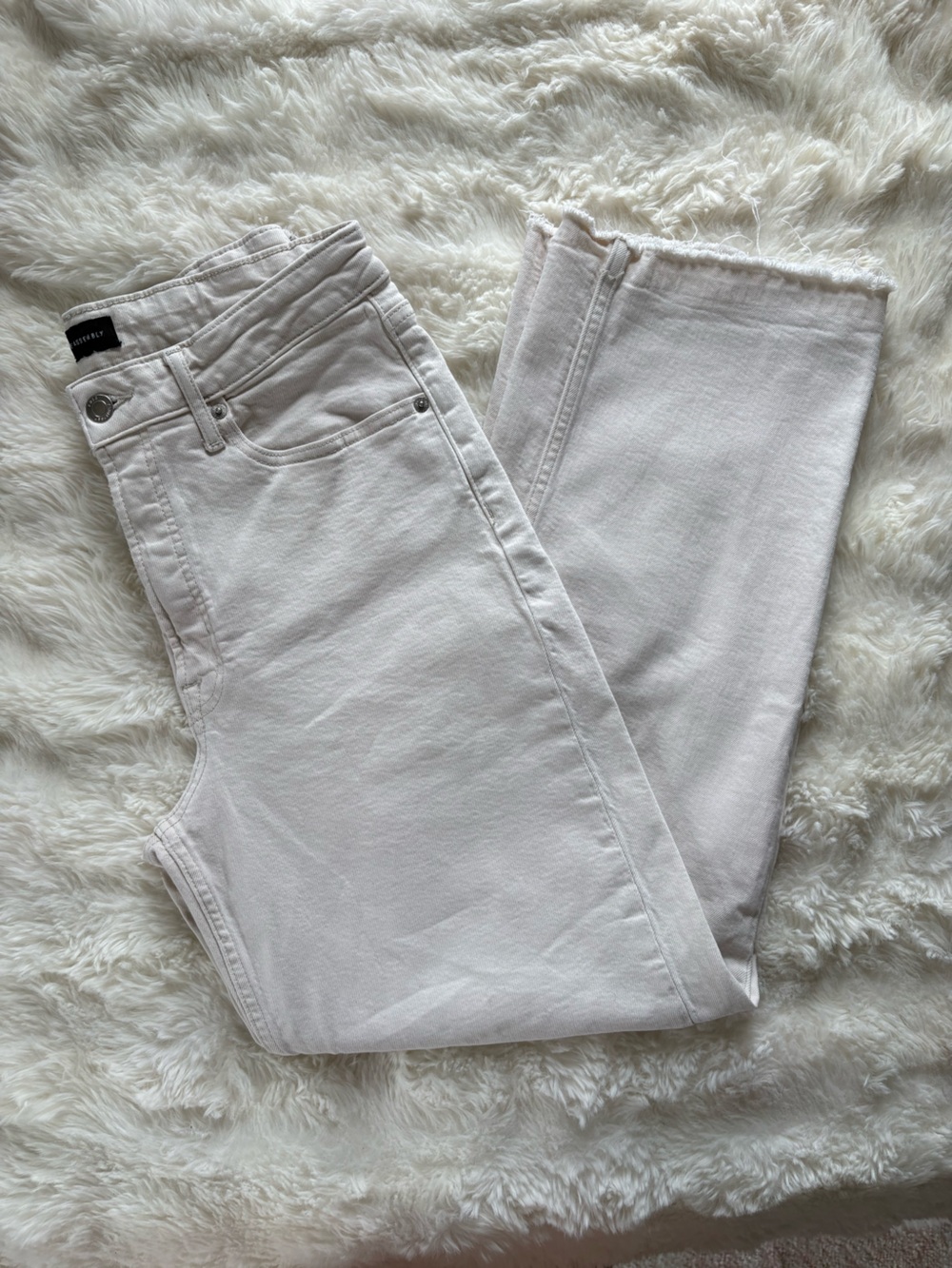 Free Assembly Cream Straight Leg High-Rise Jeans - Picture 3 of 8